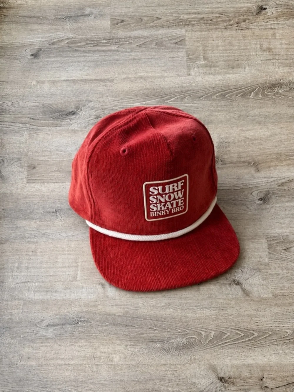 BinkyBro Infant Corduroy Snapback Hat Red Surf Snow Skate NWOT Baby Cap